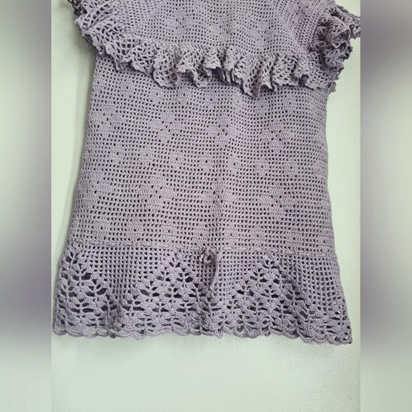 Crochet Purple Ruffled Boho Top - Picture 7 of 7